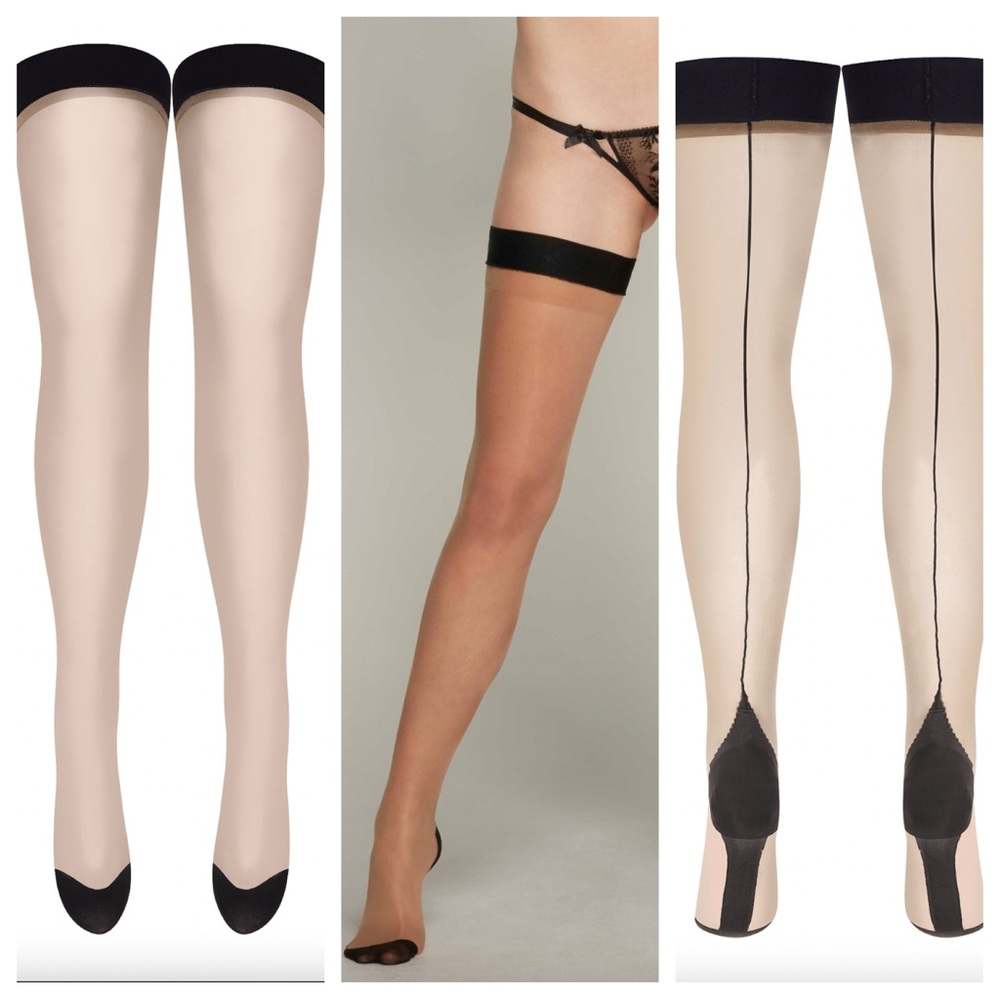 Agent Provocateur Black & Nude Cuban Heel Stay Up Stockings